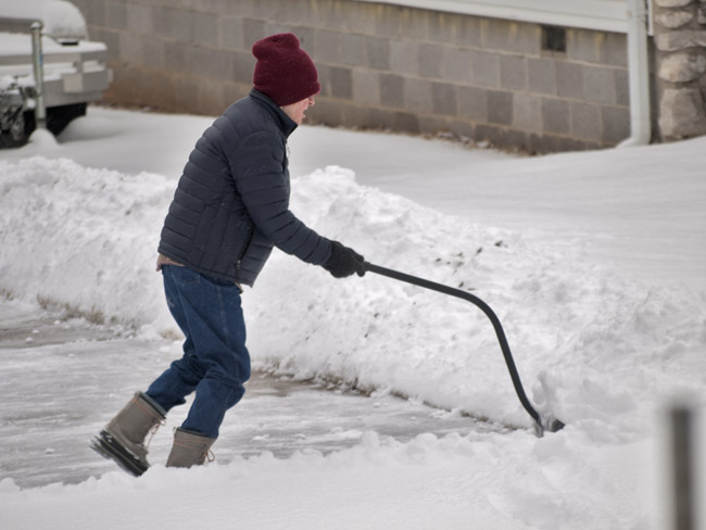 Fred shoveling snow